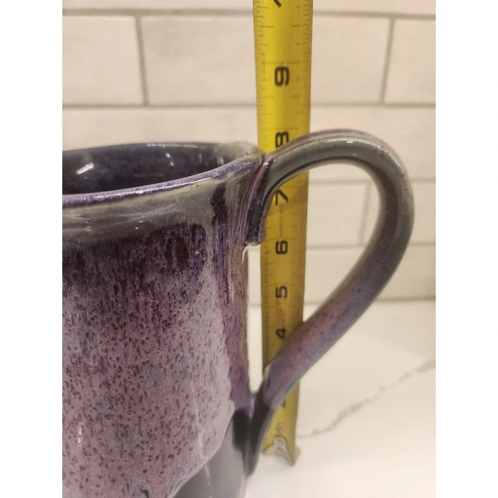 Bay Pottery Virginia‎ Pitcher Vintage 8 Inch Tall Purple Drip Glazed EUC
